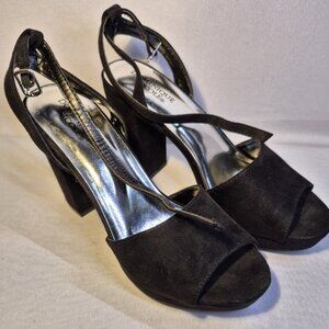 Shoedazzle Jacinda Black Stillettos Elastic Slingback Pumps High Heels Size 6.5